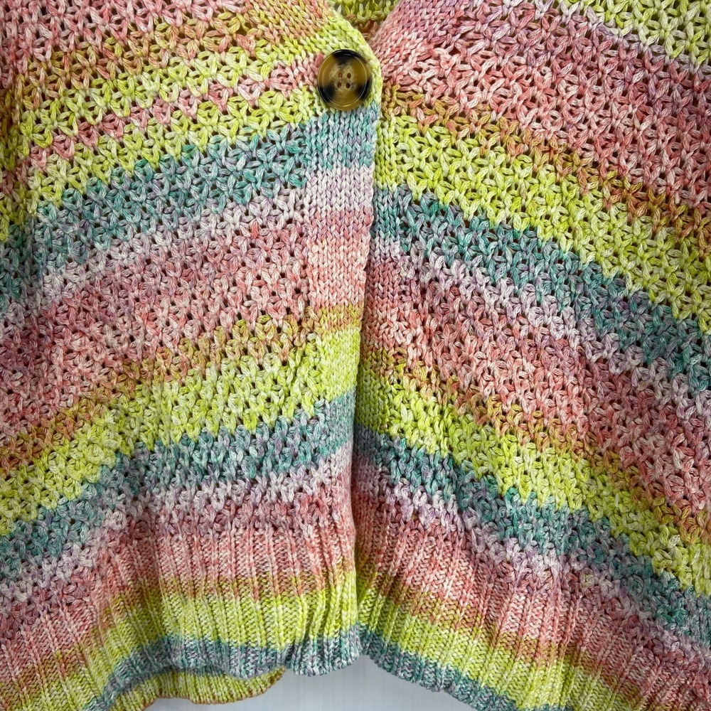 Adyson Parker Rainbow Striped V Neck Knit Cardigan Sweater‎ Womens Medium - Picture 3 of 9